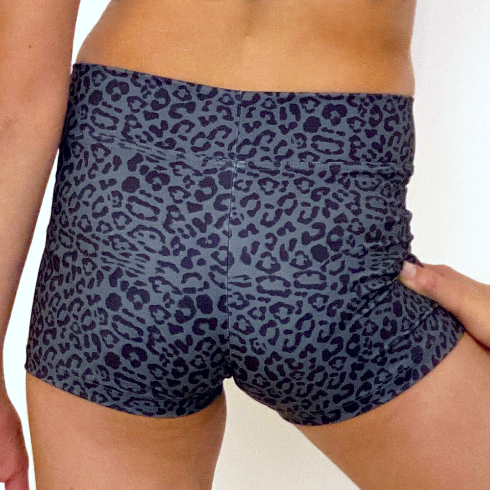 Kikx Hot Pants with High Waist in Leopard Print on Dark Grey