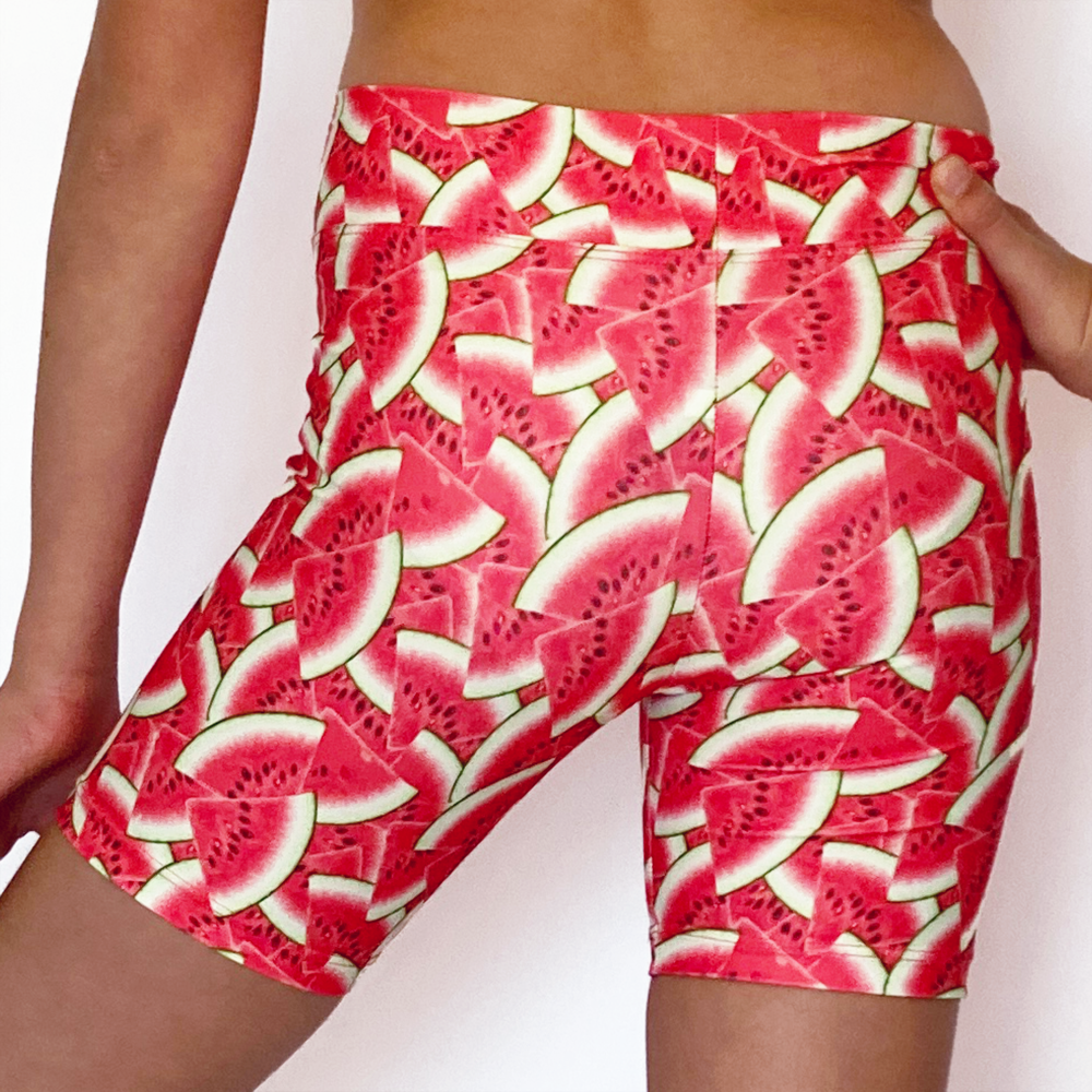 Kikx Mid Thigh Length Leggings with High Waist in Overlapping Watermelon Slices