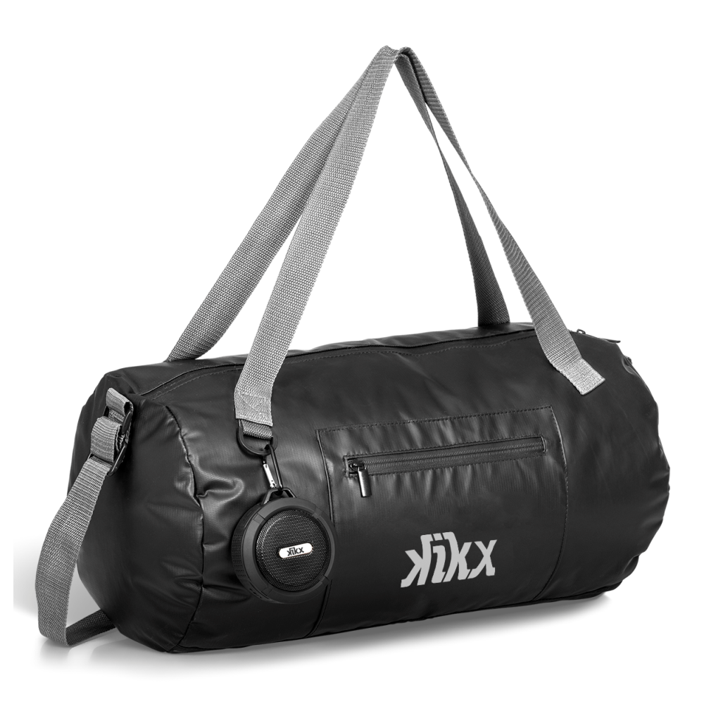 Kikx Sierra Water-Resistant Cylindrical Sports Bag in Black and Grey