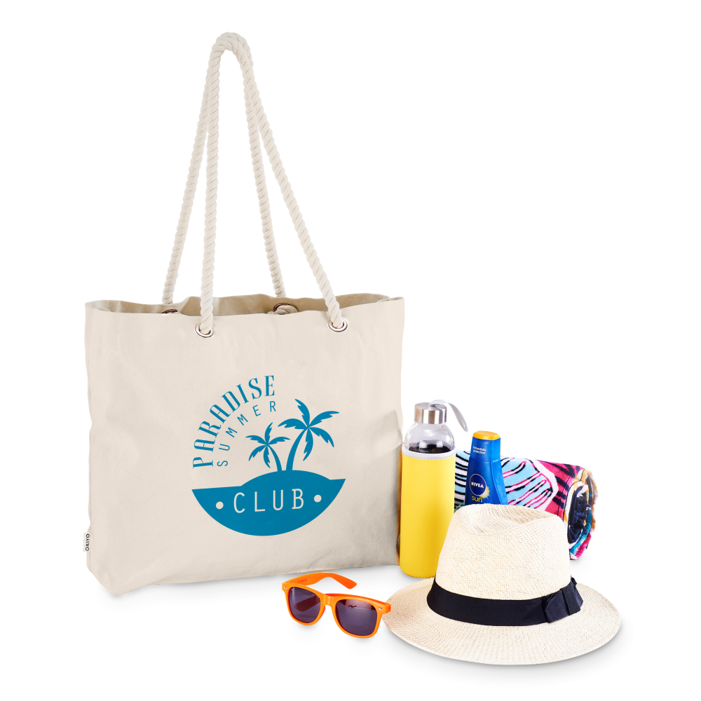 Okiyo Tanoshi Cotton Brandable Beach Bag in Natural