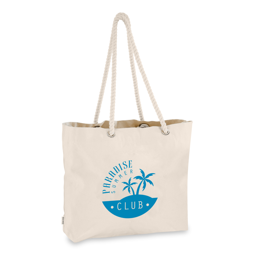 Okiyo Tanoshi Cotton Brandable Beach Bag in Natural