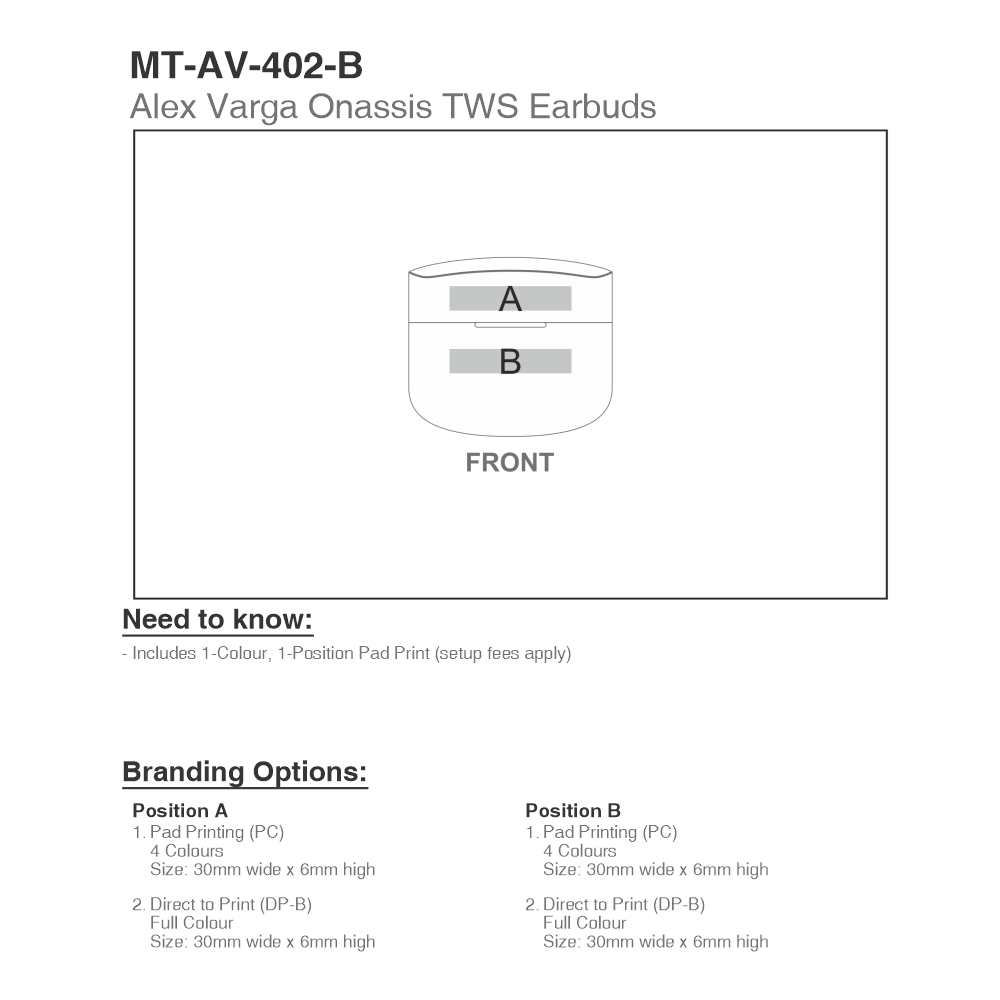 Alex Varga Onassis Wireless Stereo Earbuds Brandable Bluetooth Headphones