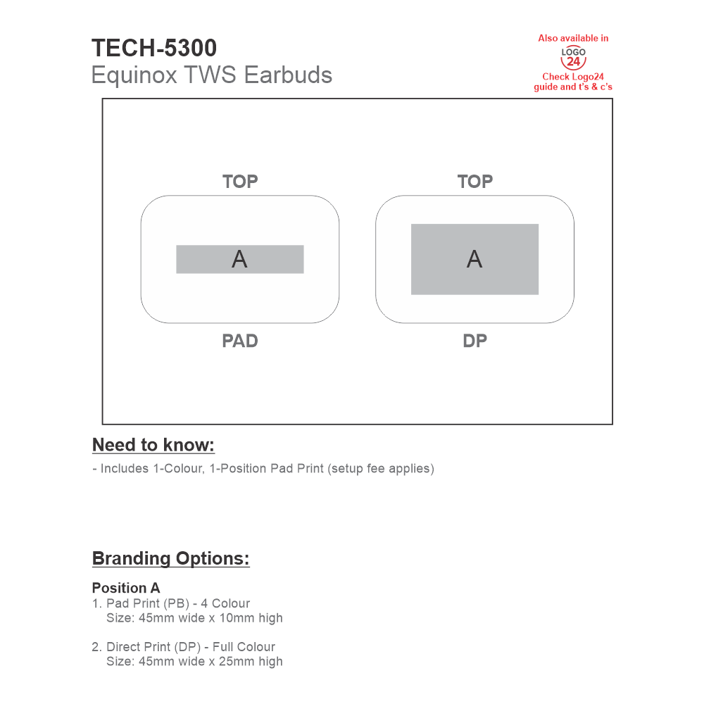 Equinox Wireless Stereo Earbuds Brandable Bluetooth Headphones