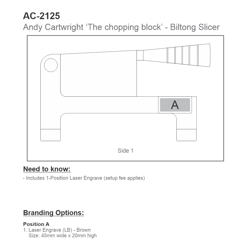 Andy Cartwright &quot;The Chopping Block&quot; Brandable Biltong Slicer in Natural