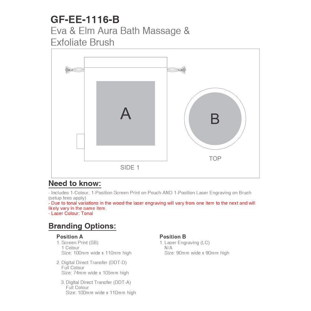 Eva and Elm Aura Brandable Bath Massage and Exfoliate Brush