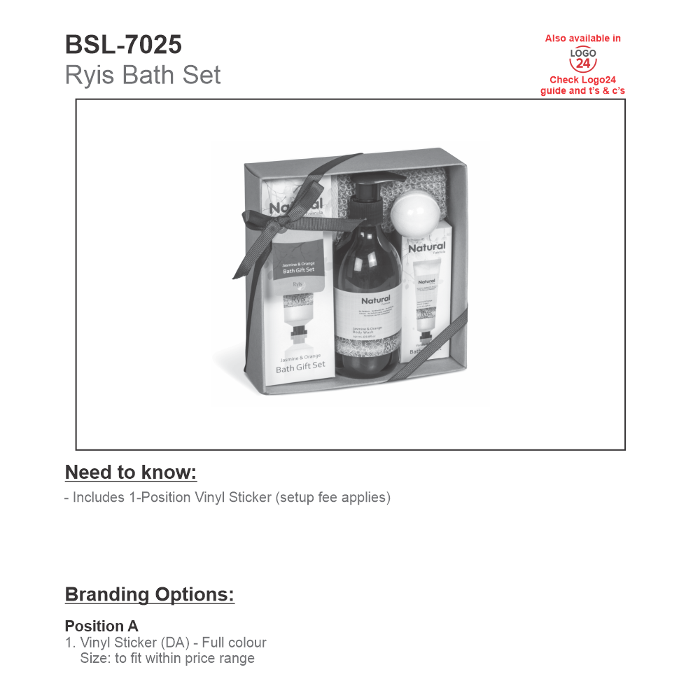 Ryis Jasmine and Orange Brandable Bath Pamper Set