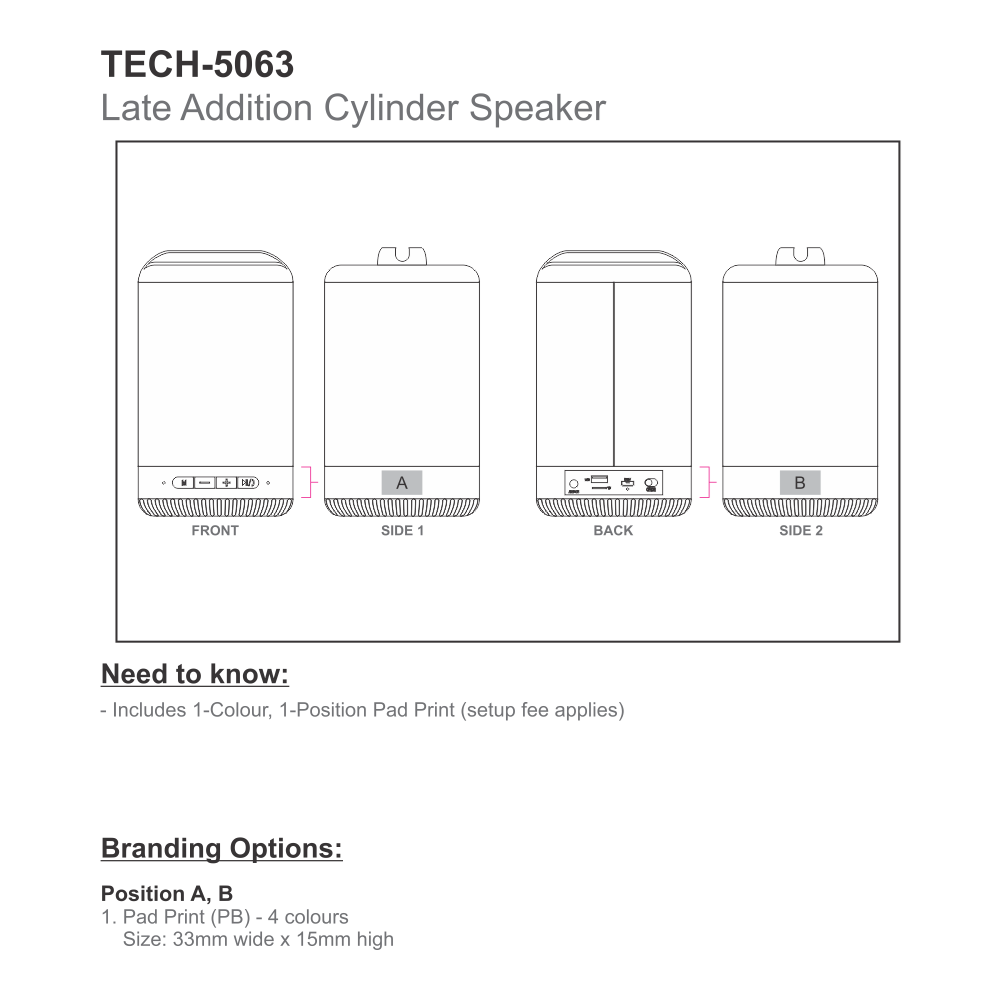 Tower Brandable Bluetooth Speaker in Black