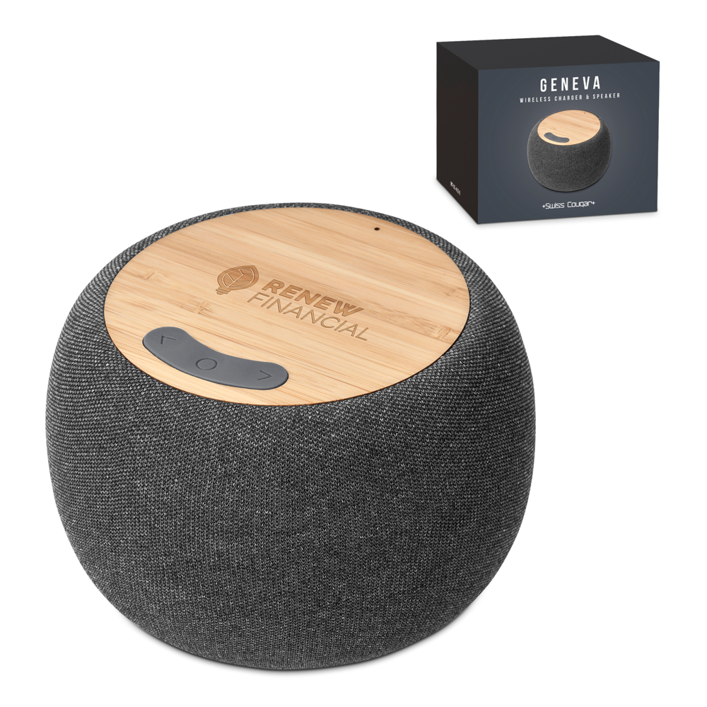 Swiss Cougar Geneva Brandable Bluetooth Speaker and Wireless Charger