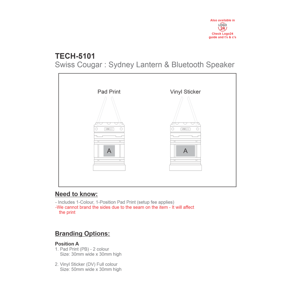 Swiss Cougar Sydney Brandable Bluetooth Speaker and Lantern