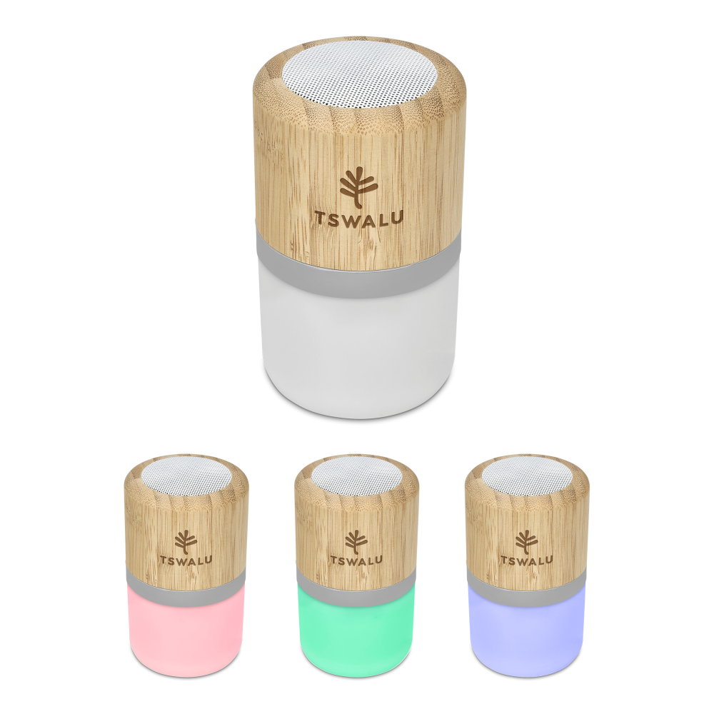 Okiyo Heiwa Bamboo Brandable Bluetooth Speaker and Night Light