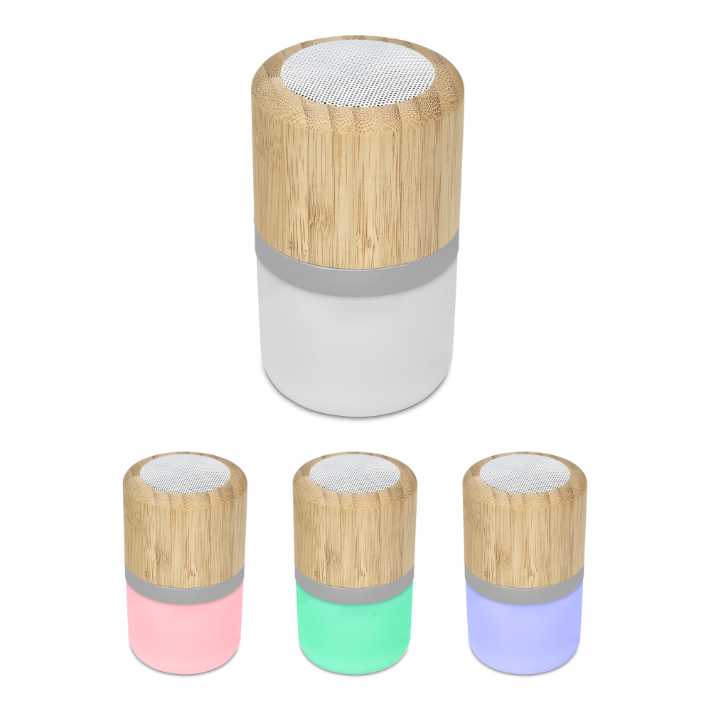 Okiyo Heiwa Bamboo Brandable Bluetooth Speaker and Night Light