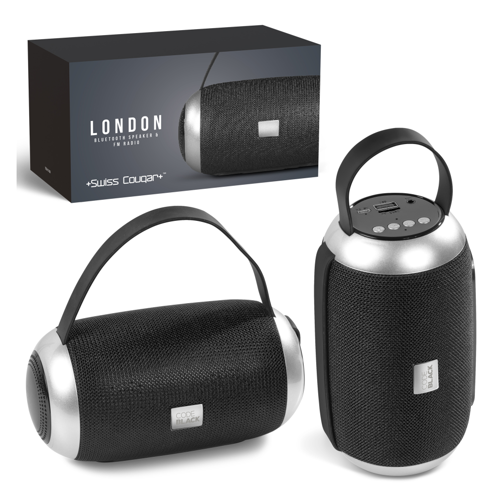 Swiss Cougar London Brandable Bluetooth Speaker and FM Radio