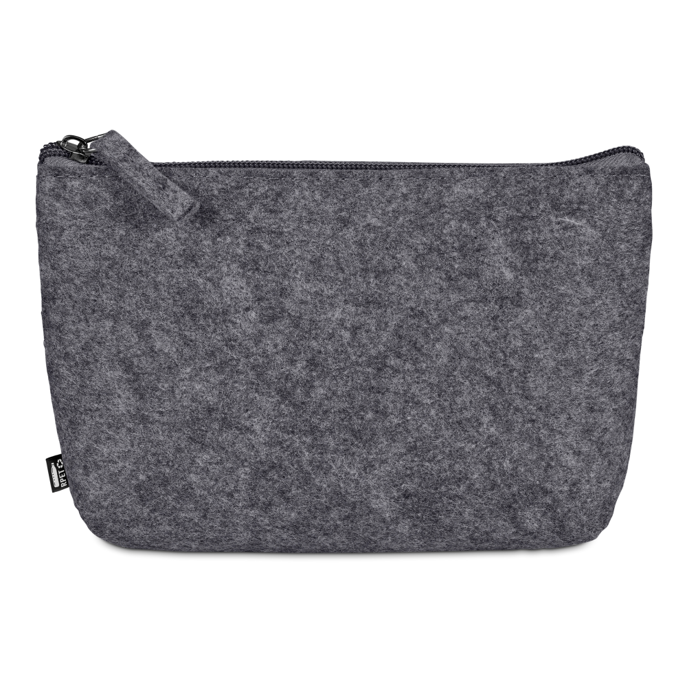 Okiyo Kesho Recycled PET Felt Brandable Toiletry Bag in Grey
