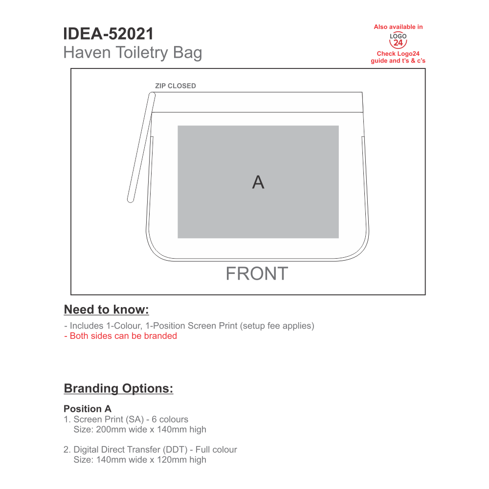 Haven Brandable Toiletry Bag in Grey with Black