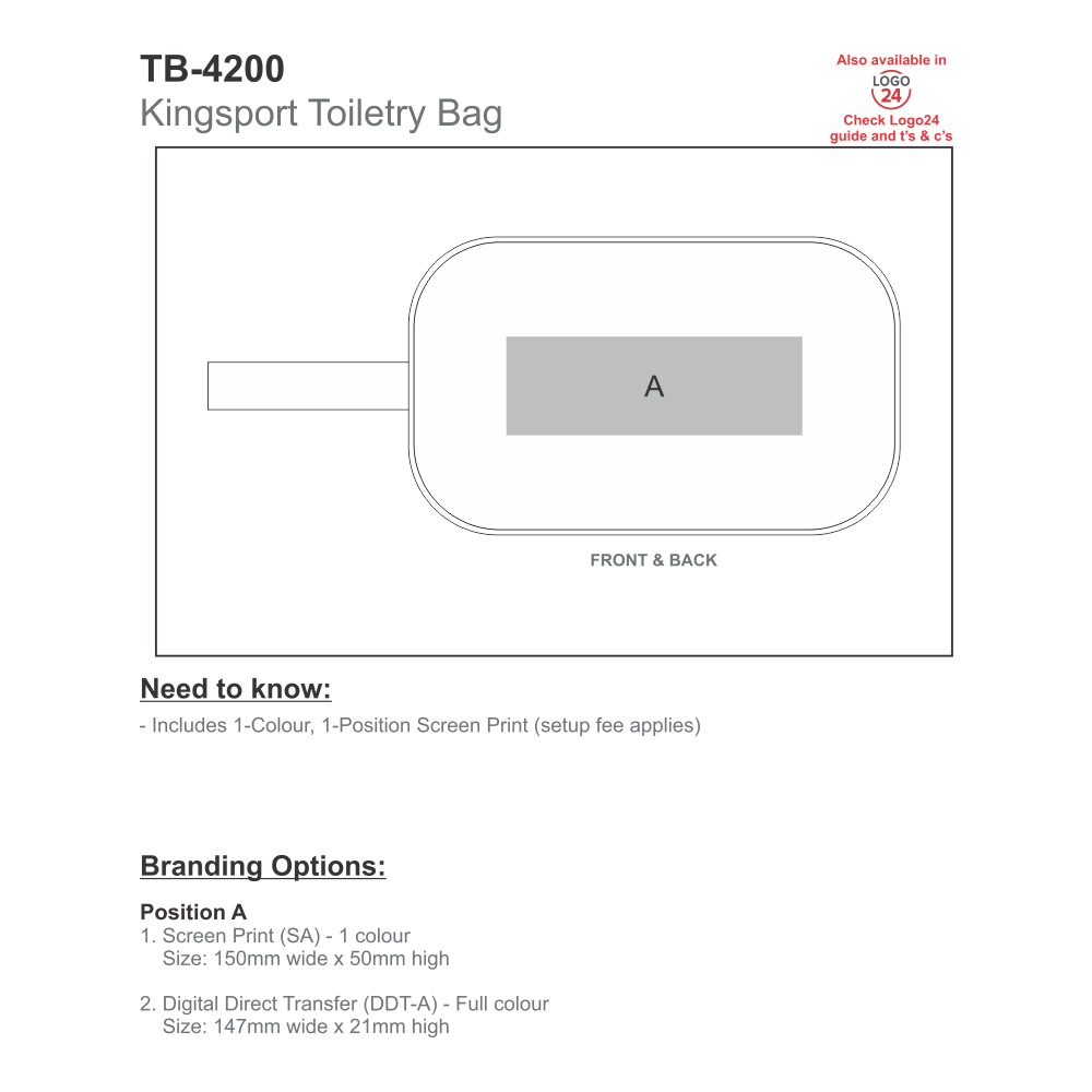 Kingsport Brandable Toiletry Bag in Black with Grey Detailing