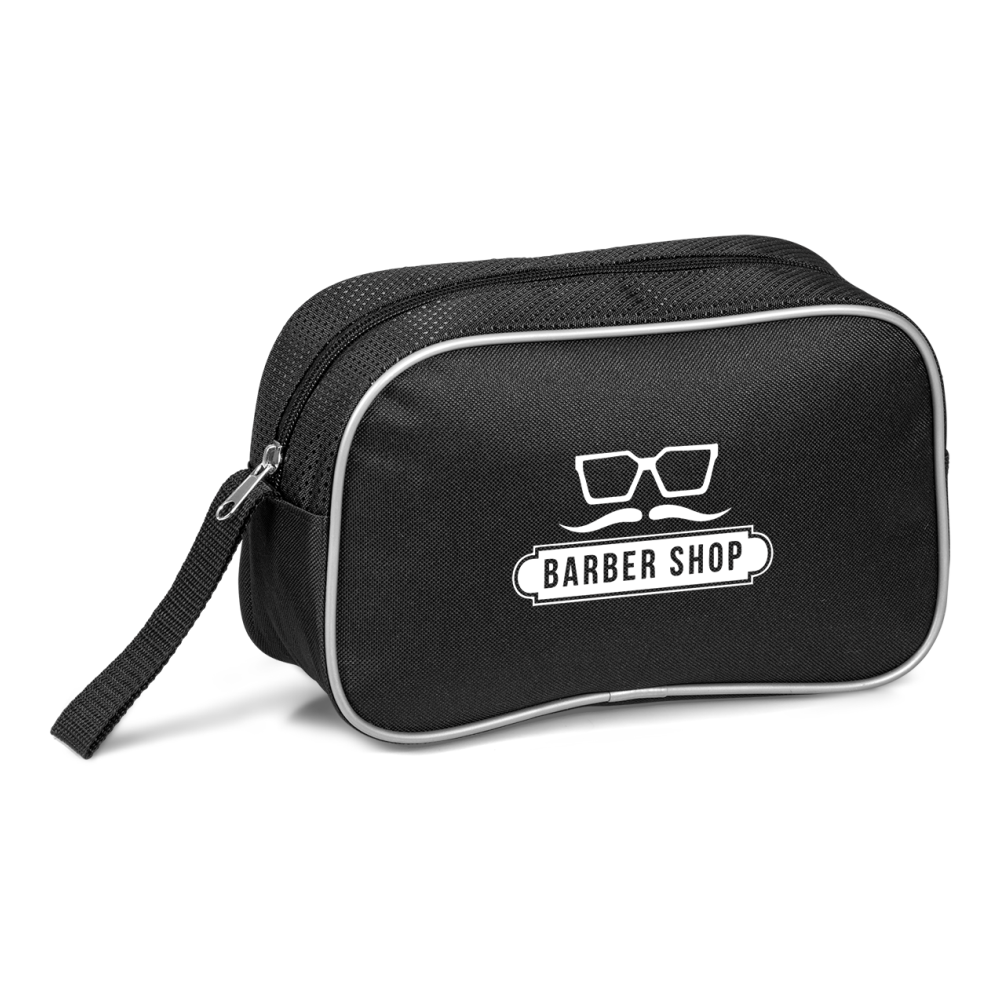 Kingsport Brandable Toiletry Bag in Black with Grey Detailing