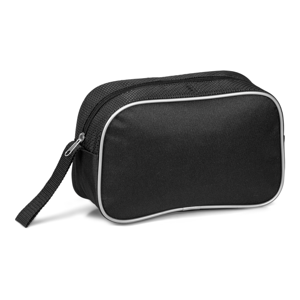 Kingsport Brandable Toiletry Bag in Black with Grey Detailing