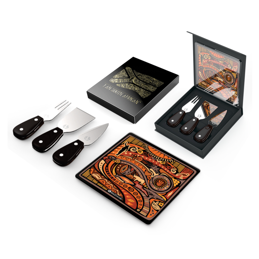 Andy Cartwright &quot;I Am South African&quot; Brandable Cheese Set in Black