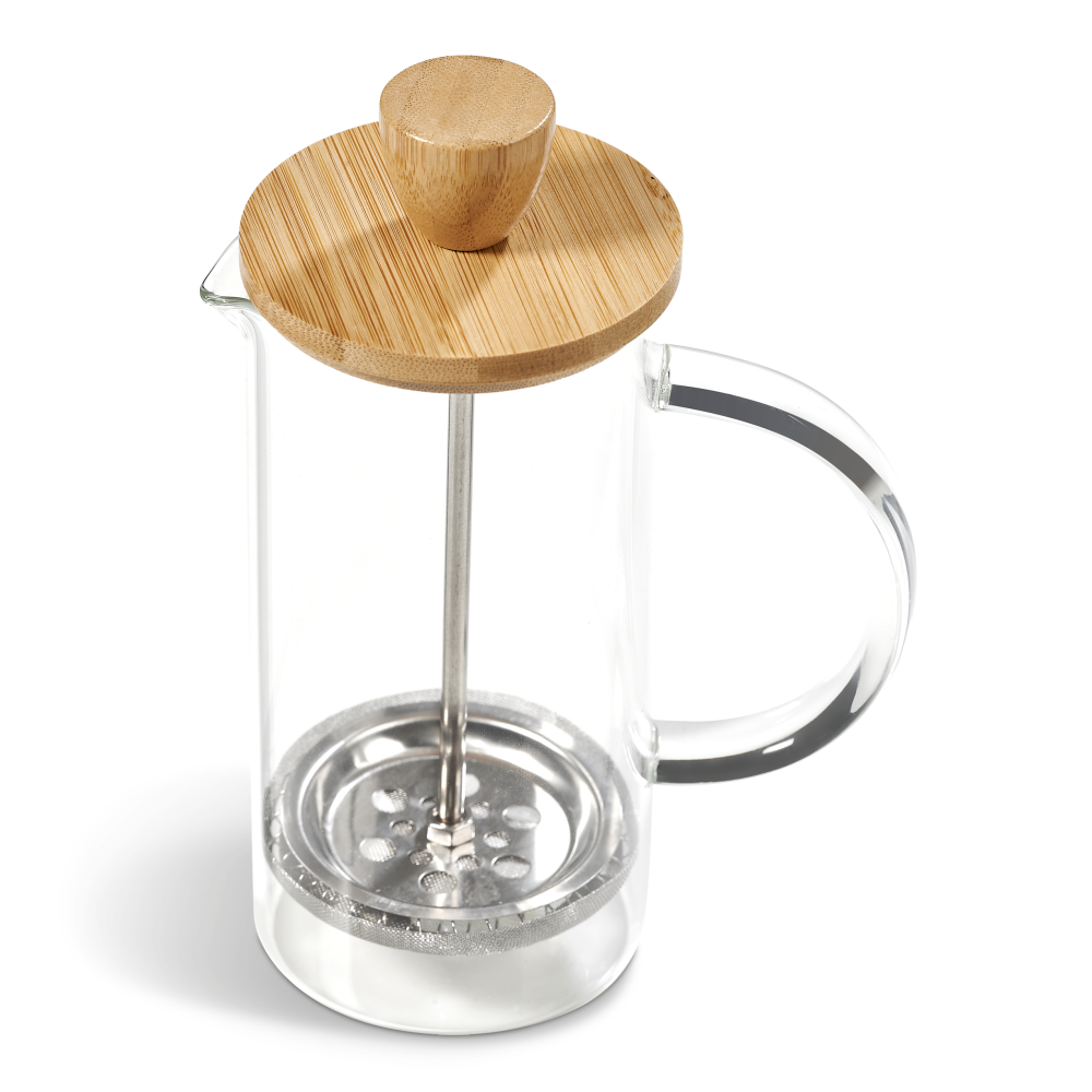 Okiyo Osu Glass & Bamboo Brandable Coffee Plunger in Natural