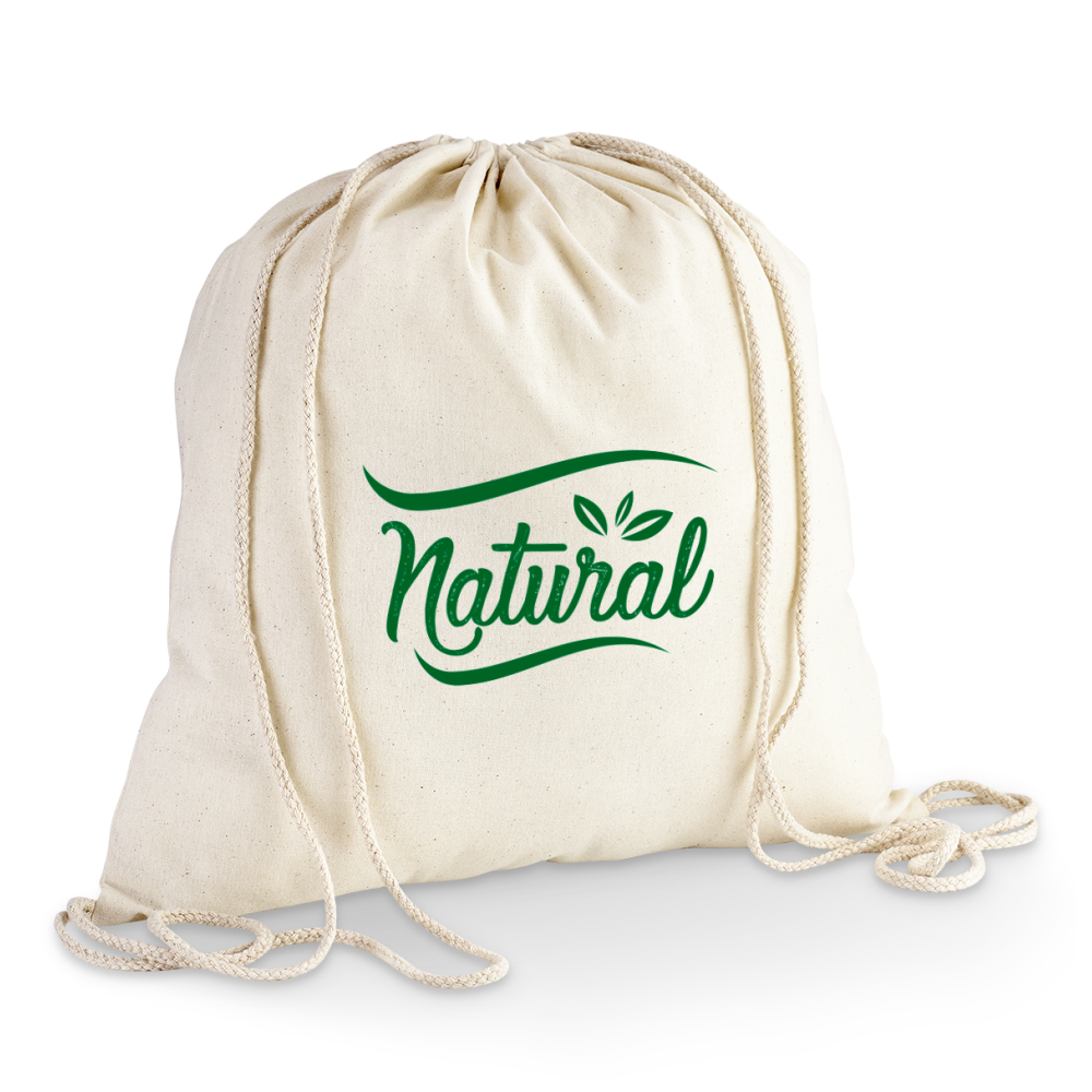 Eco-Cotton Brandable Drawstring Bag in Natural