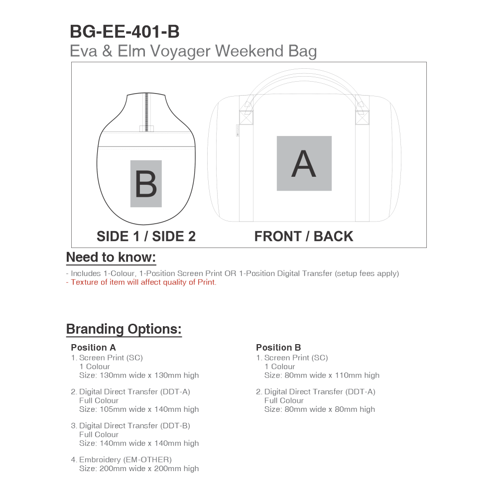 Eva and Elm Voyager Canvas Brandable Sports Bag