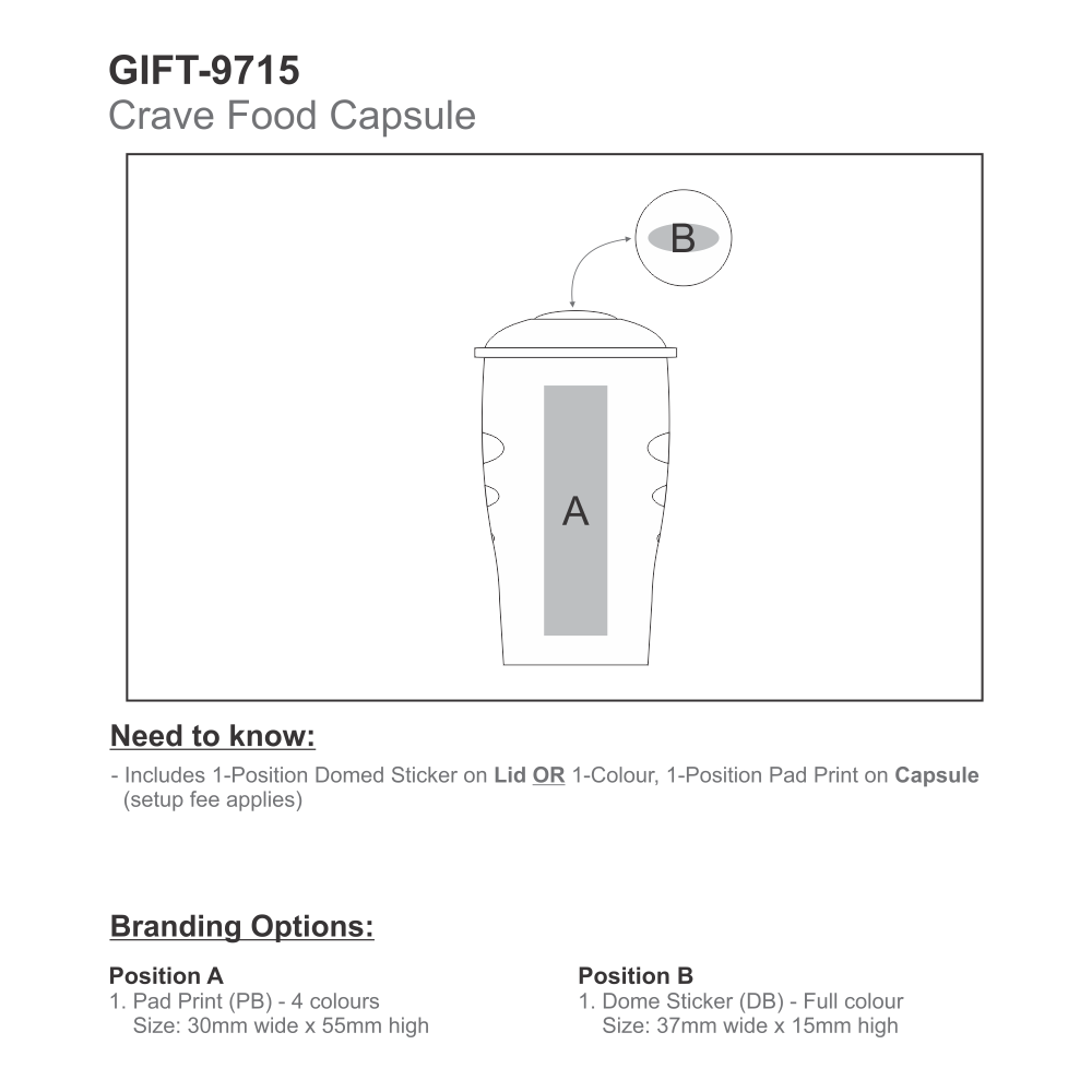 Crave Brandable Food Capsule in Clear with Black