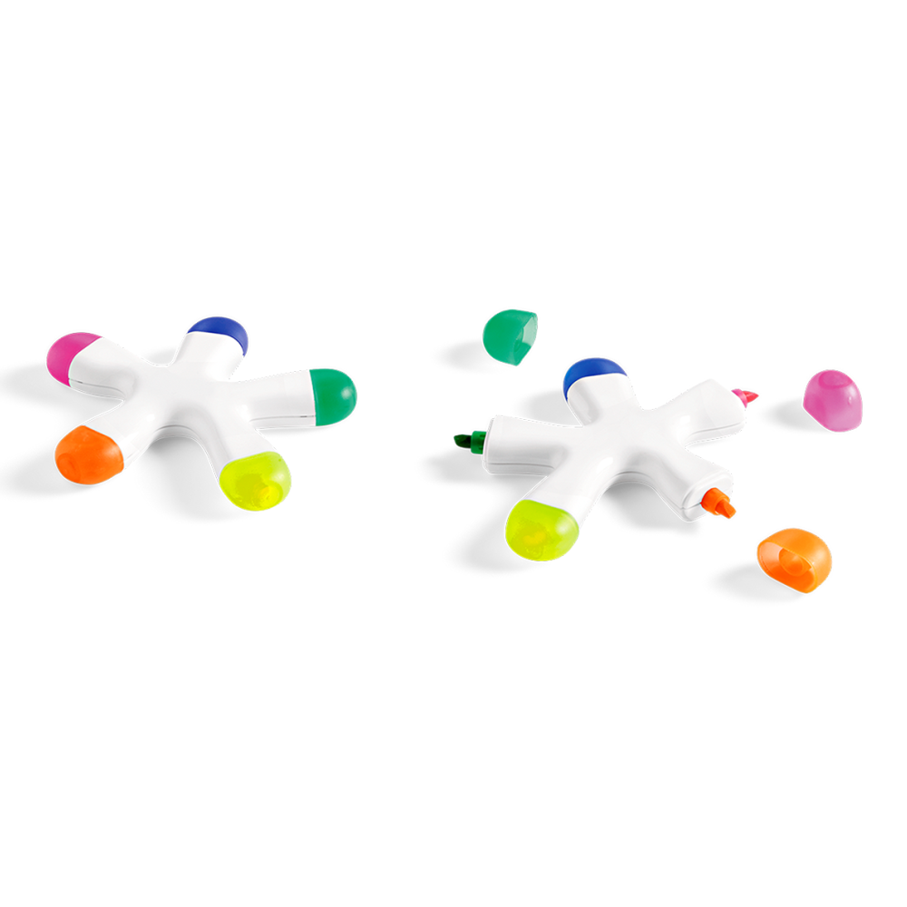 Splash Brandable Highlighter in White with Coloured Lids