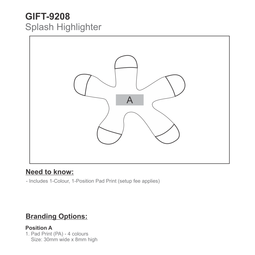 Splash Brandable Highlighter in White with Coloured Lids