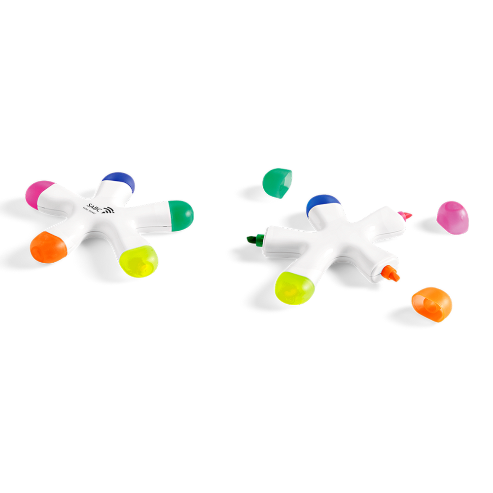 Splash Brandable Highlighter in White with Coloured Lids