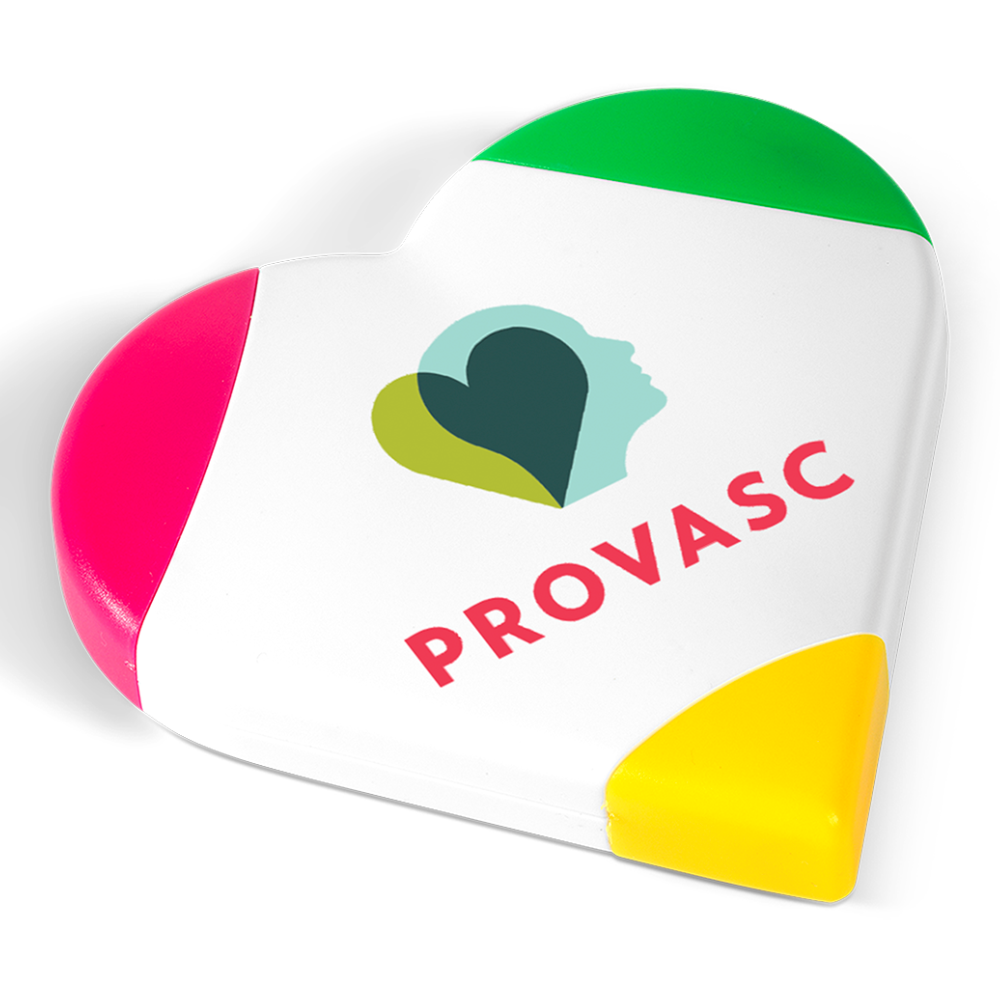 Heart Brandable Highlighter in White with Coloured Lids