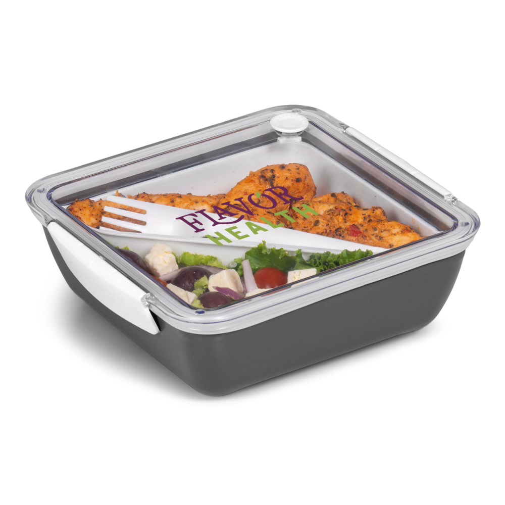 Workaholic Brandable Lunch Boxes in Grey and Clear with White