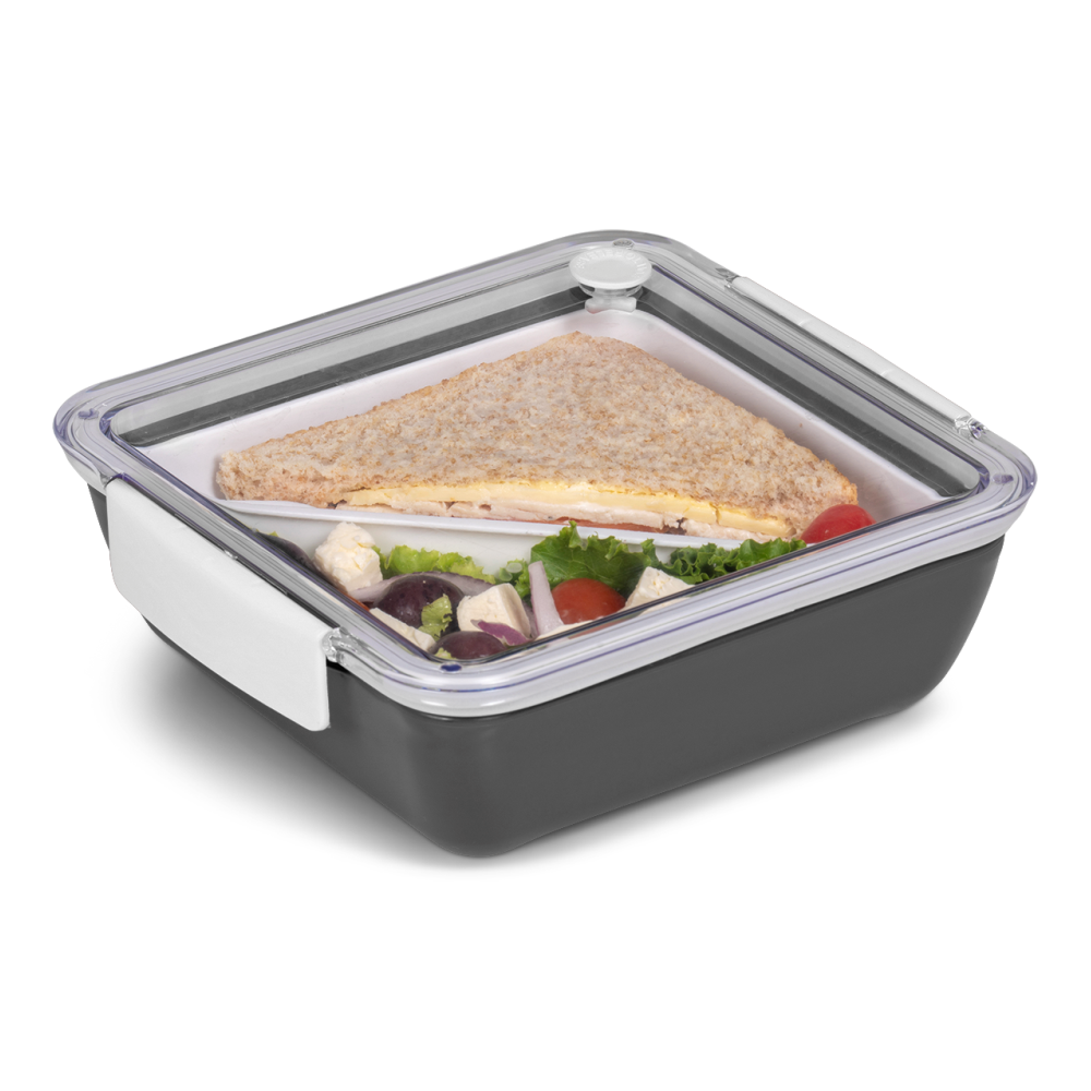 Workaholic Brandable Lunch Boxes in Grey and Clear with White