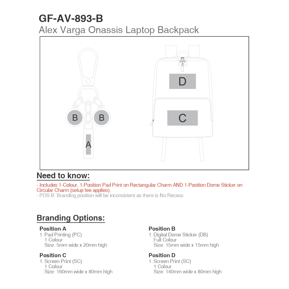 Alex Varga Onassis Brandable Laptop Backpack