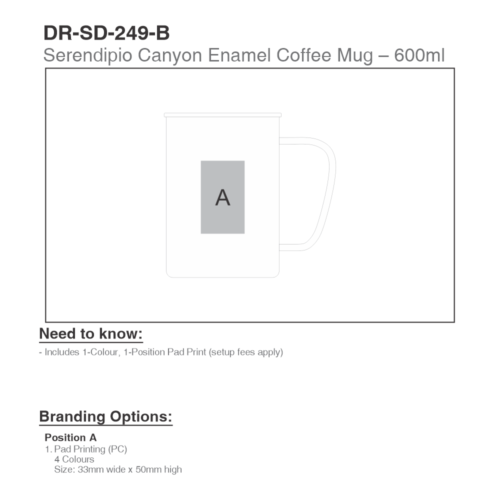 Serendipio Canyon Enamel Brandable Mug in Black