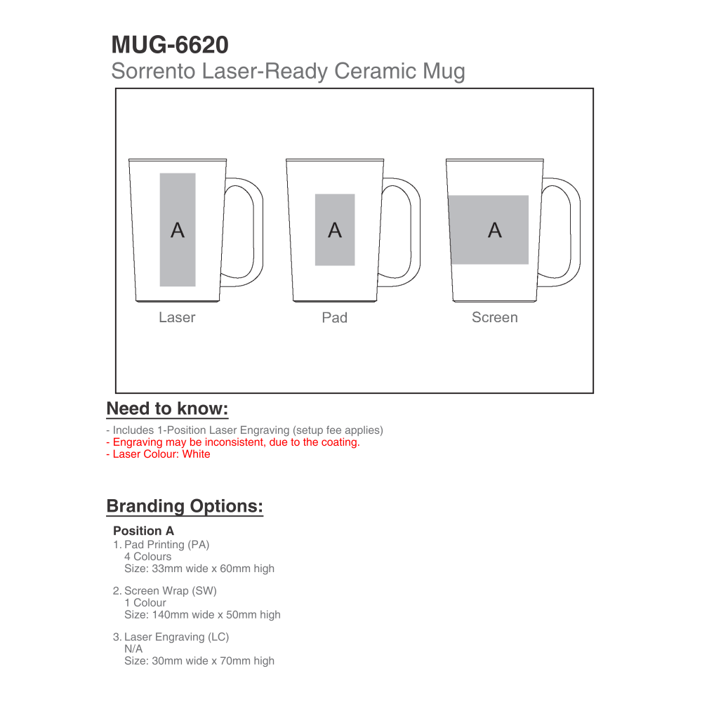 Sorrento Laser-Ready Ceramic Brandable Mug