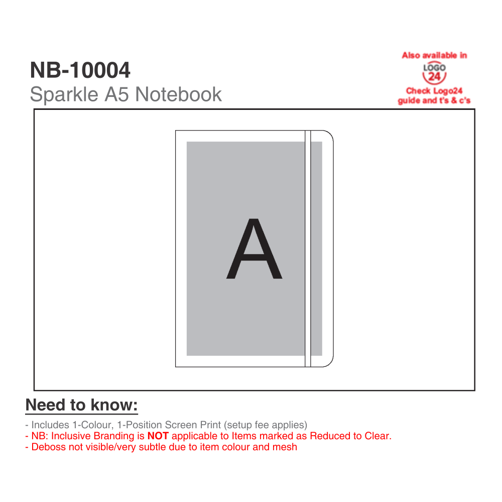 Sparkle A5 Brandable Notebook