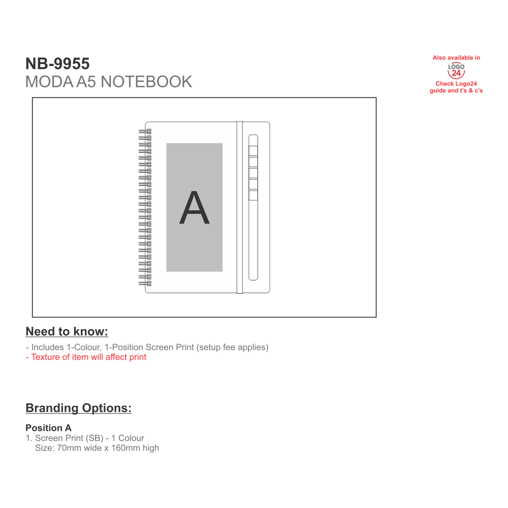 Alexis A5 Brandable Notebook in Grey