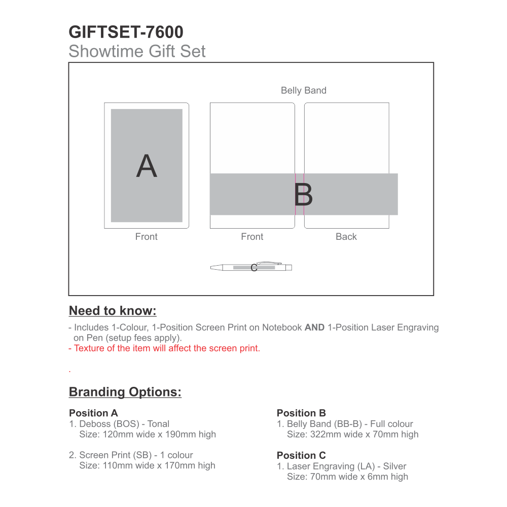 Showtime A5 Brandable Notebook Pen Set