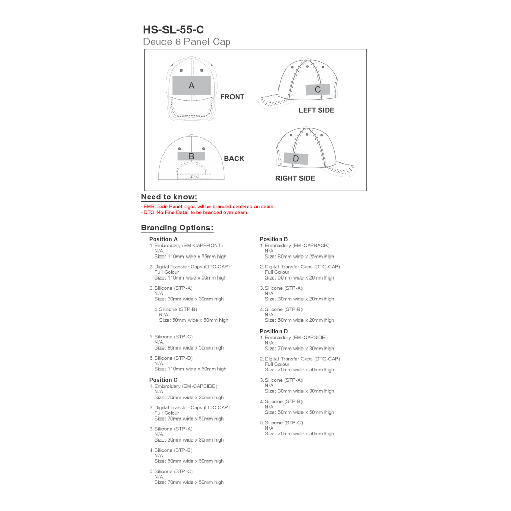 Deuce 6 Panel Brandable Peak Cap in Navy