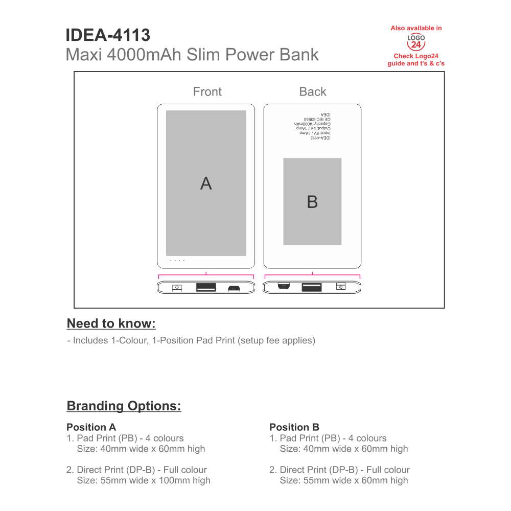 Maxi 4000mAh Slim Brandable Power Bank