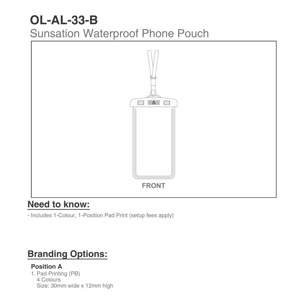 Sunsation Waterproof Brandable Phone Pouch in Clear and Black