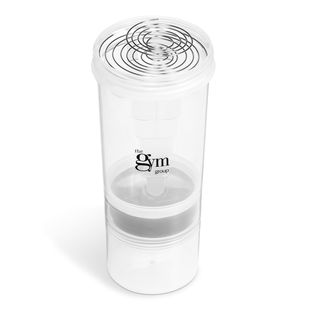 Powerhouse Plastic Brandable Protein Shaker Bottle in Clear with Black Lid