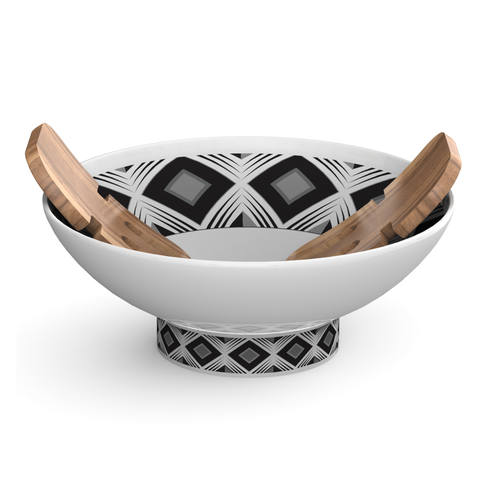 Andy Cartwright Geo Brandable Salad Set in White with Black