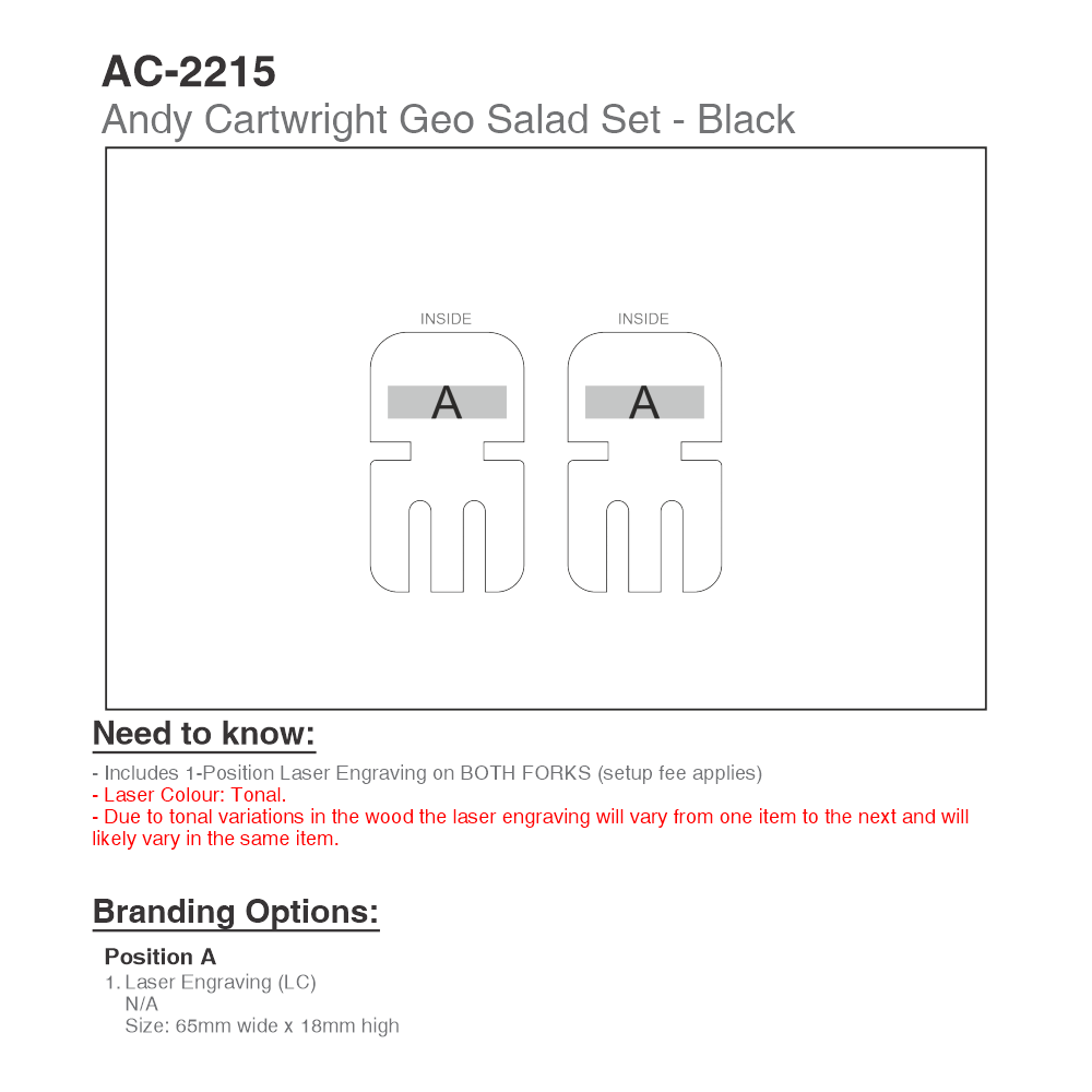 Andy Cartwright Geo Brandable Salad Set in White with Black