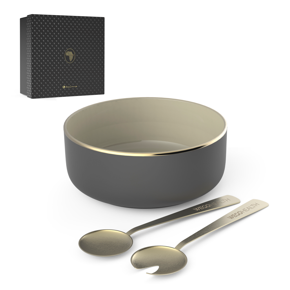 Andy Cartwright Afrique Dusk Brandable Salad Set in Black and Gold