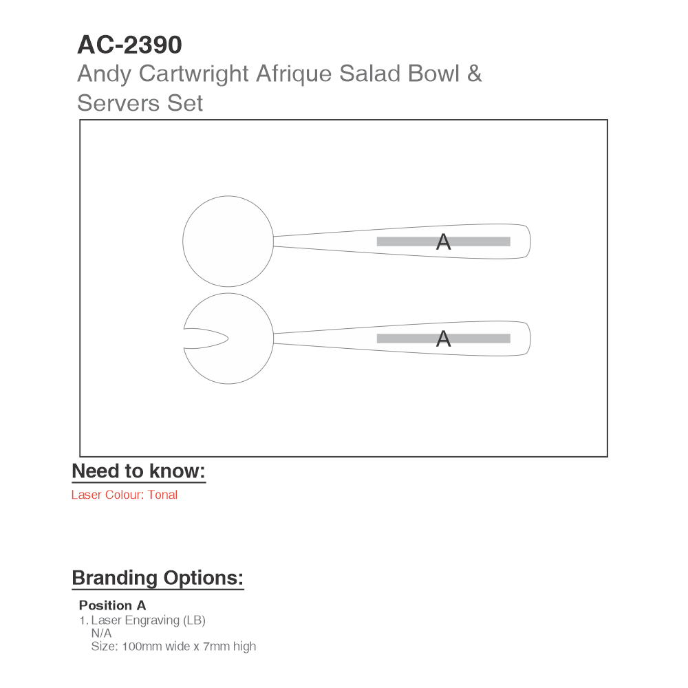 Andy Cartwright Afrique Dusk Brandable Salad Set in Black and Gold