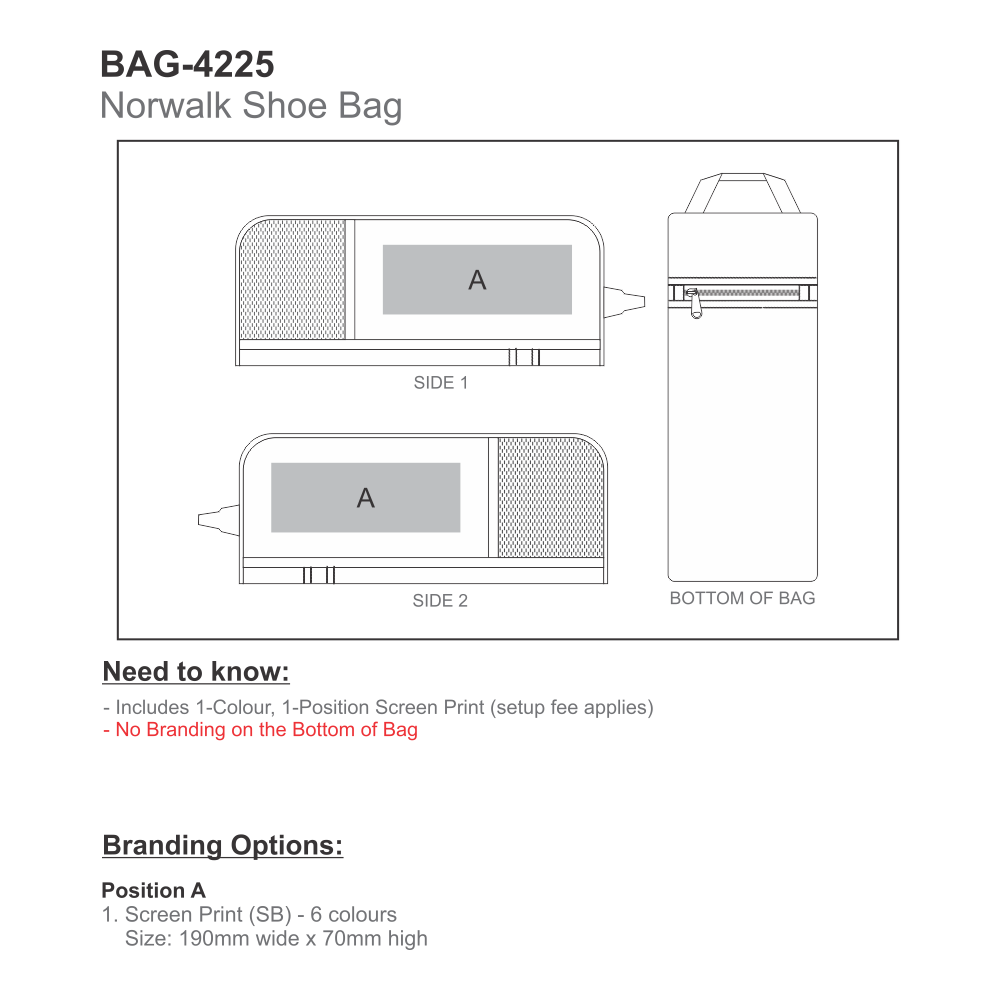 Norwalk Brandable Shoe Bag in Black