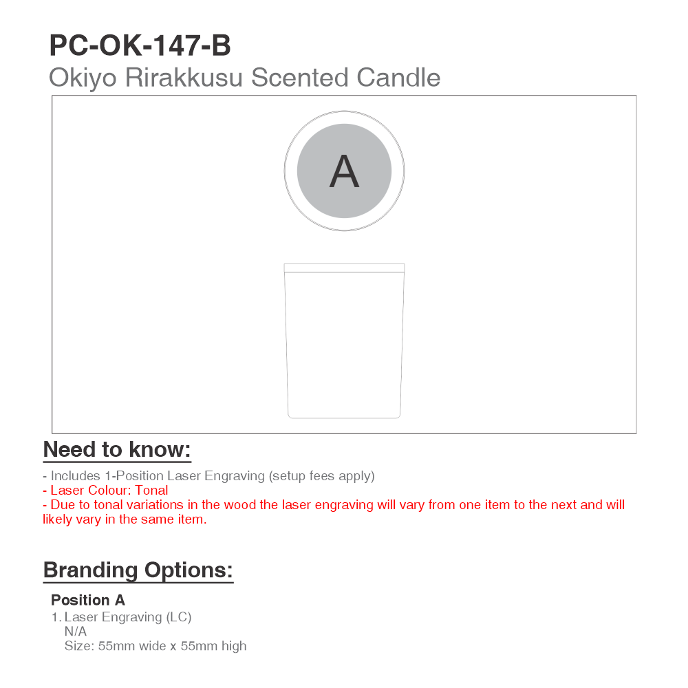 Okiyo Rirakkusu Brandable Scented Candle