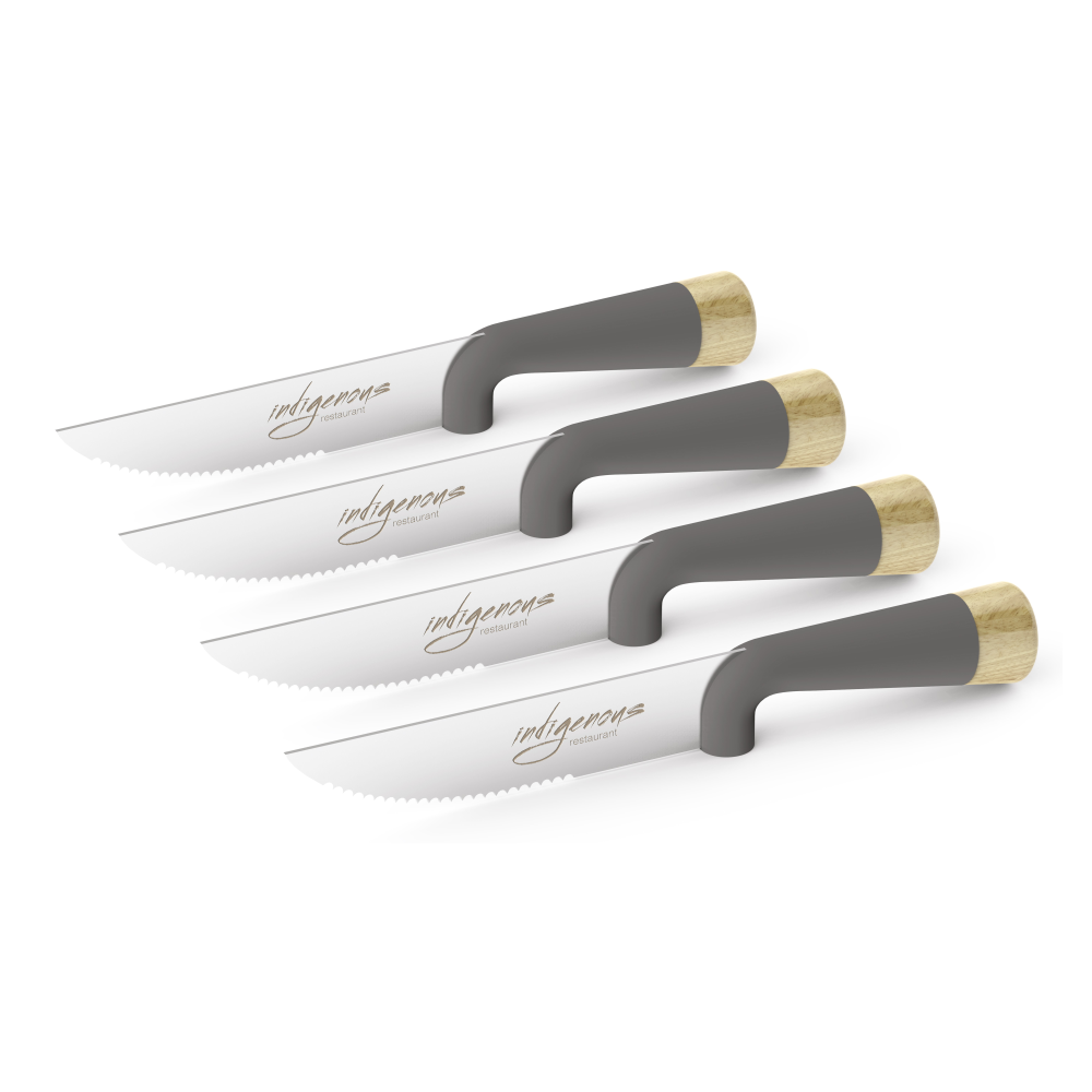 Andy Cartwright &quot;The Final Cut&quot; Brandable Steak Knife Set in Natural and Grey