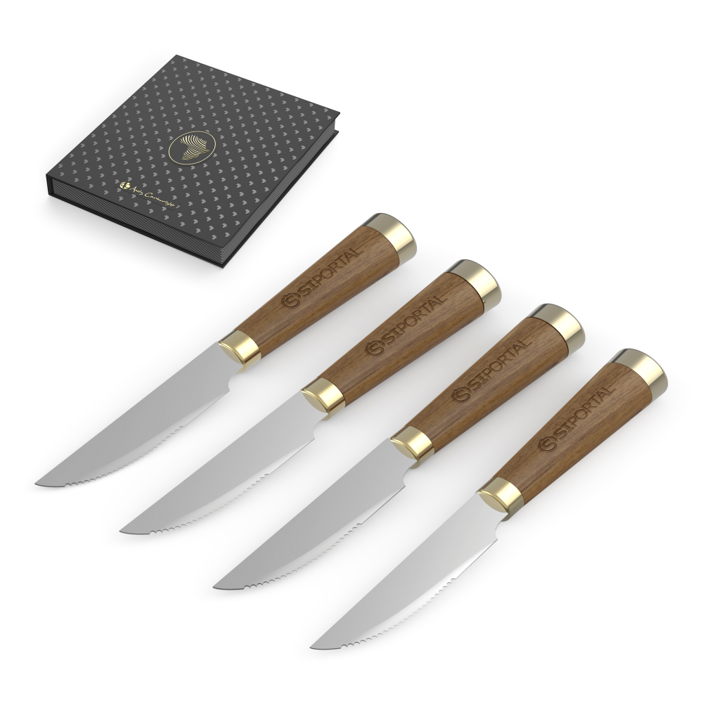 Andy Cartwright Afrique Dusk Brandable Steak Knife Set in Natural and Gold